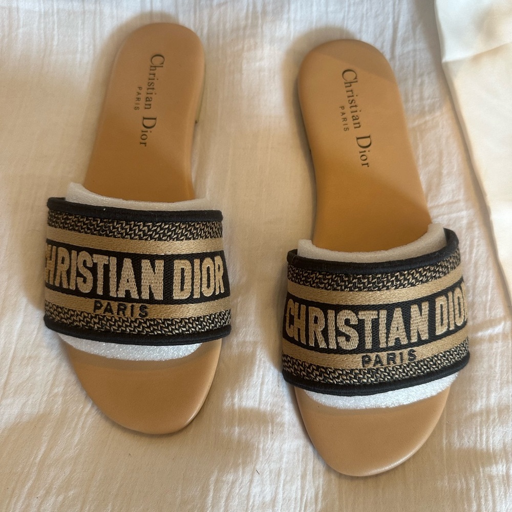 Dior Womens Dway Embroidered Cotton Mules